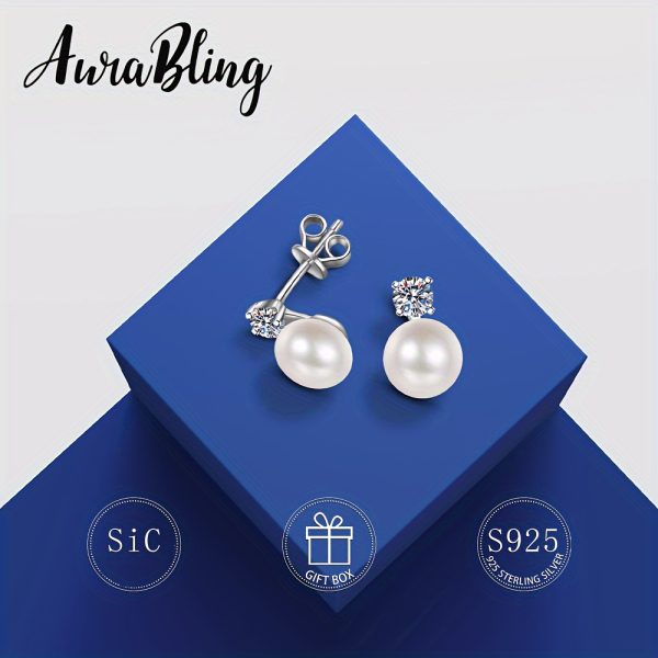 1pair S925 Sterling Silver Natural Pearl Earrings, With Gift Box And Silver Cloth - Image 2