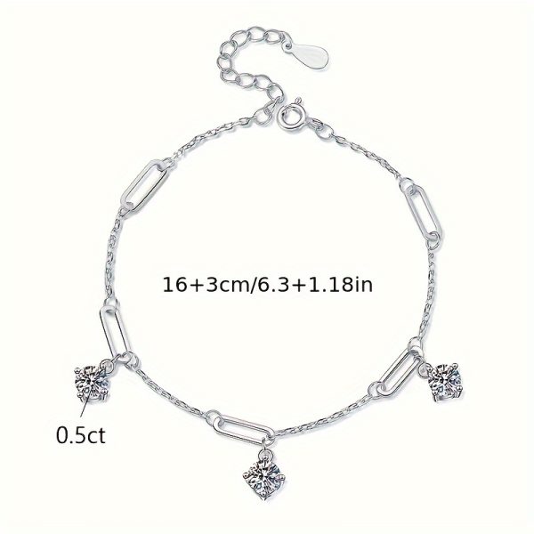 1 piece of exquisite craftsmanship S925 silver main stone 0.5 carat * 3ct high quality moissanite simple and beautiful women's fashion bracelet suitable for wearing during engagement and wedding confession, as a gift for friends, lovers and family - Image 5