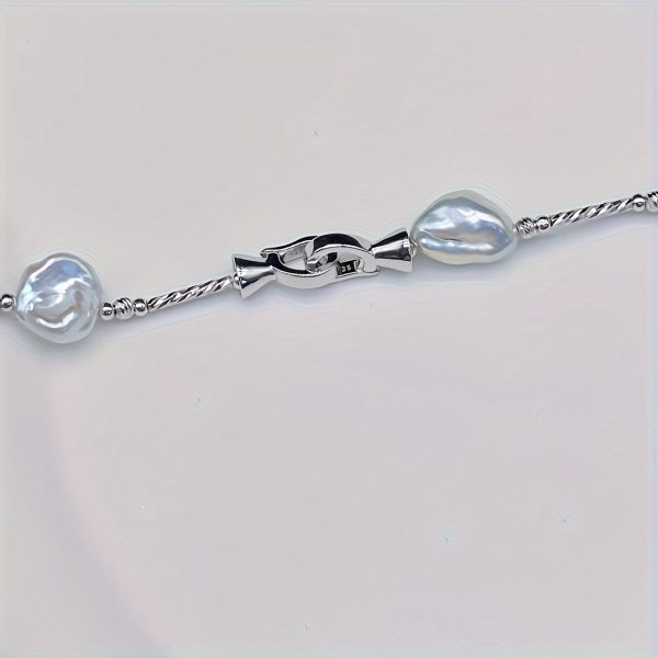 Elegant Freshwater Baroque Pearl Necklace with 925 Sterling Silver Double Clasp - Unique Trendy Design, No Plating, Gift-Ready Jewelry - Image 6