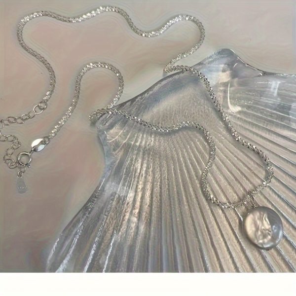 925 Sterling Silver Elegant Necklace with Natural White Pearl Pendant, Ideal Gift - Image 2