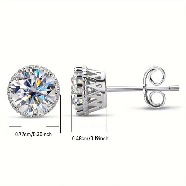 1 Pair Elegant Classic Moissanite Stud Earrings, 6.5mm Round D Color Synthetic Stones, 925 Sterling Silver, 18K Golden Plated, Mother'S Day Gift, All Season Jewelry for Women - Image 7