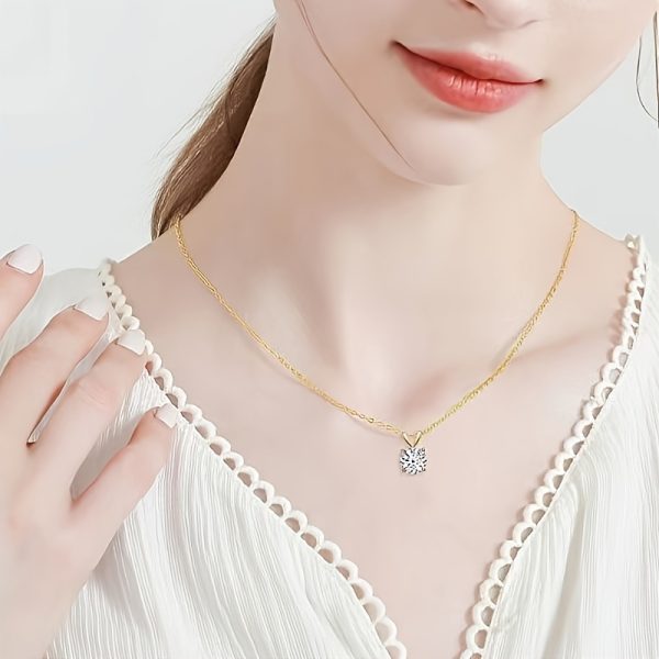 1-2CT Moissanite Pendant Necklace - Luxury 925 Sterling Silver Classic 4 Claw Setting, Ideal Wedding Engagement Gift for Women - Image 7