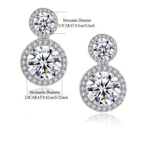 2.5 CT + 2.5 CT Dazzling Moissanite Drop Earrings - Sterling 925 Silver Luxury Stud Earrings with Exquisite Design for Romantic Lovers - Ideal Anniversary Gift