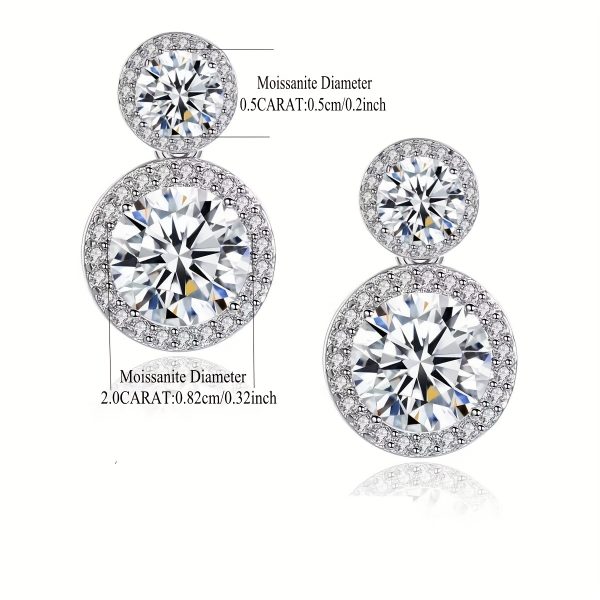 2.5 CT + 2.5 CT Dazzling Moissanite Drop Earrings - Sterling 925 Silver Luxury Stud Earrings with Exquisite Design for Romantic Lovers - Ideal Anniversary Gift