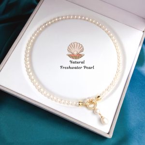 Elegant Freshwater Pearl Necklace for Women - Timeless Elegant Style, No Plating, Pure Natural Pearls, Ideal for Daily Wear & Special Occasions, Gift Box Included