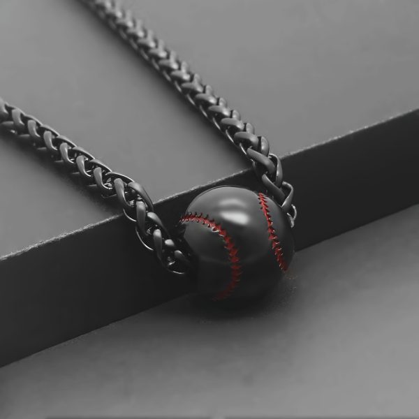 1pc Stainless Steel Baseball Pendant Necklace For Men Women - Image 4