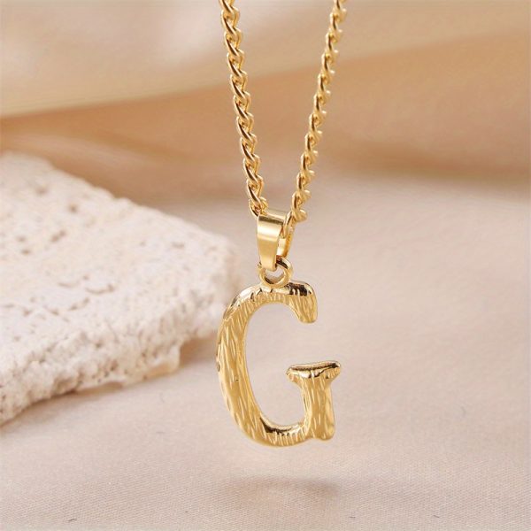 1pc Novel Trendy Stainless Steel Electroplated Golden English 26 Letters Fashion Pendant Necklace For Men And Women - Image 8