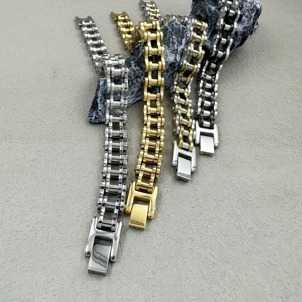 1pc Punk Rock Stainless Steel Mens Bracelet - Stylish & Durable Cool Link Chain Jewelry for Trendsetters - Image 6