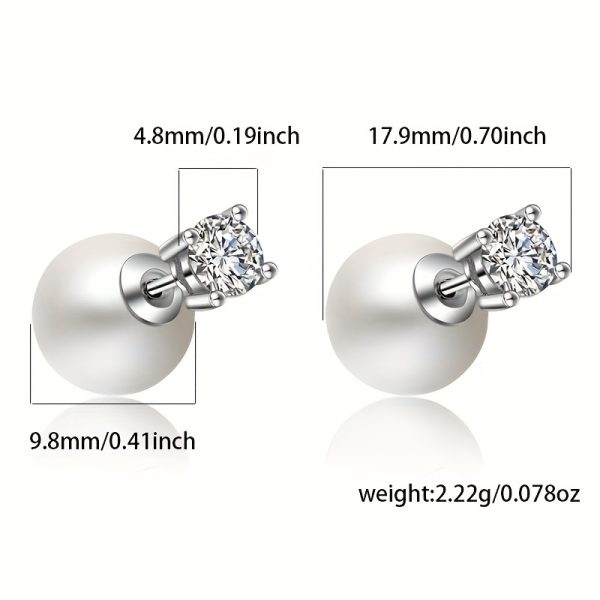 Luxurious Freshwater Pearl Stud Earrings - Brass silver-plated, Hypoallergenic, Elegant Ear Jacket Design, Perfect for Wedding, Luxury Style, Female Jewelry, Durable and Long-Lasting, Easy to Wear and Comfortable - Image 5