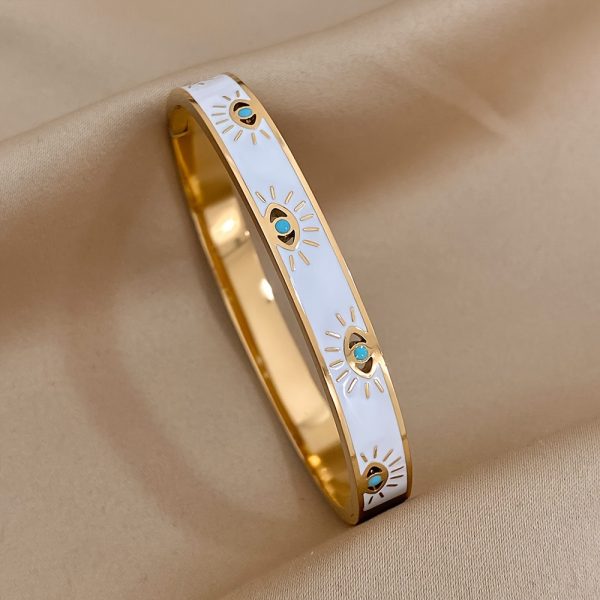 1pc Stylish Eyes Pattern Bangle Bracelet - Durable Stainless Steel Construction, Fashionable Cuff Design, Ideal Gift for Friends, Family, and Men - Perfect Accessory for Any Occasion - Image 5