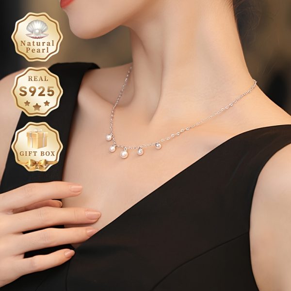 MUFAN Elegant Pearl Necklace, S925 Silver, 5-7mm Natural Freshwater Pearls, Tassel Design, Luxurious Gift Box, June Birthstone, All-Season Wear, Perfect for Daily and Gifting - Image 7