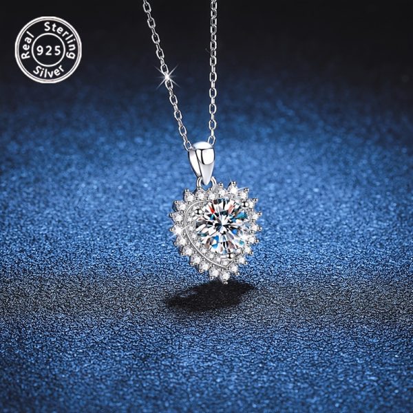 Elegant 2 Carat Moissanite Heart Pendant Necklace in 925 Sterling Silvery - Luxury Bridal & Engagement Jewelry, Perfect for Weddings, Proposals, Birthdays, Valentine's Day, Christmas, New Year, Teacher Appreciation Gifts - Image 4