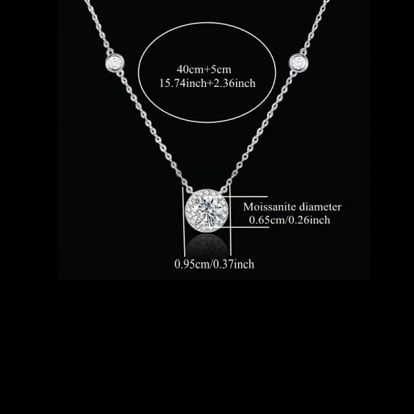 Dazzling 925 Sterling Silver Moissanite Clavicle Chain Necklace - Elegant Women's Jewelry for Everyday Wear - Simple, Sophisticated, and Sparkling Beauty - Image 5