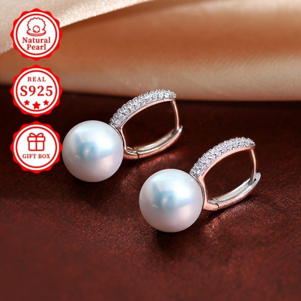 Elegant Freshwater Pearl Drop Earrings for Women - 10-11mm, S925 Sterling Silvery with Gift Box, Perfect for Daily Wear & Special Occasions - Image 2