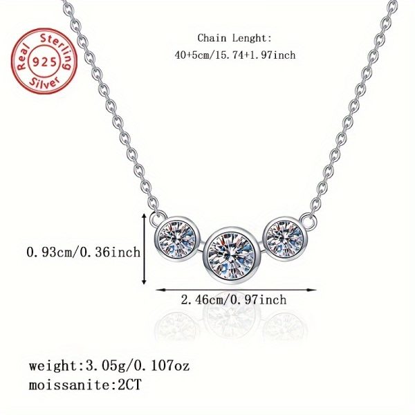 Elegant 2 Carat Moissanite Pendant Necklace in S925 Silvery - Perfect for Daily Wear, Parties, Valentine's, Christmas & Engagement Celebrations - Luxurious Gift for Her - Image 4