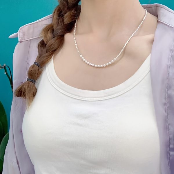 925 Sterling Silver Natural Freshwater Pearl Necklace for Women - Elegant, Eternal Chic, Everyday Glamour - Versatile Design - Perfect Warm Gift for Wife, Daughter, Friends, Family - Ideal for Birthdays, Christmas, Anniversaries - 18K Gold Plated, Sexy Hip Hop Style, July Birthstone, Party & Music Festival Ready - Mardi Gras Day Celebration, All-Season Jewelry