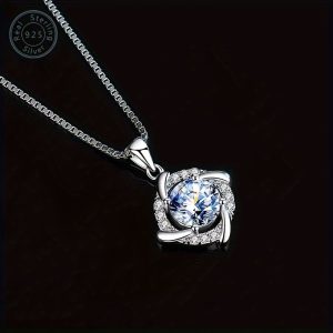 0.8ct Moissanite 925 Silver Windmill Necklace, Sparkling Fashionable Charm, Gift Box for Holiday