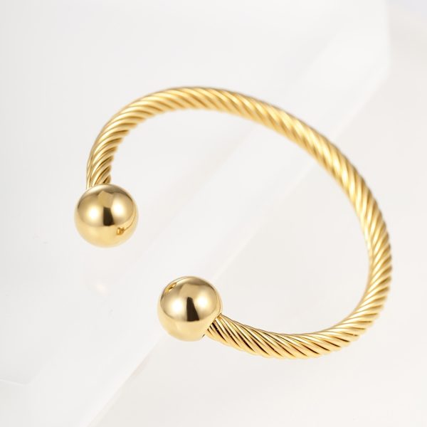 Stylish Twisted Cable Cuff Bangle Bracelet - Adjustable Elastic Stainless Steel Design, Comfortable Fit, Durable, Water Resistant, Hypoallergenic, Perfect Accessory for Women, Elegant Gift Idea - Image 2