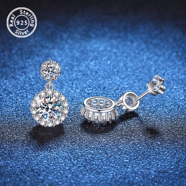 2 Carat Moissanite 925 Sterling Silver Stud Earrings for Women Elegant Party Wedding Prom Gift - Image 5