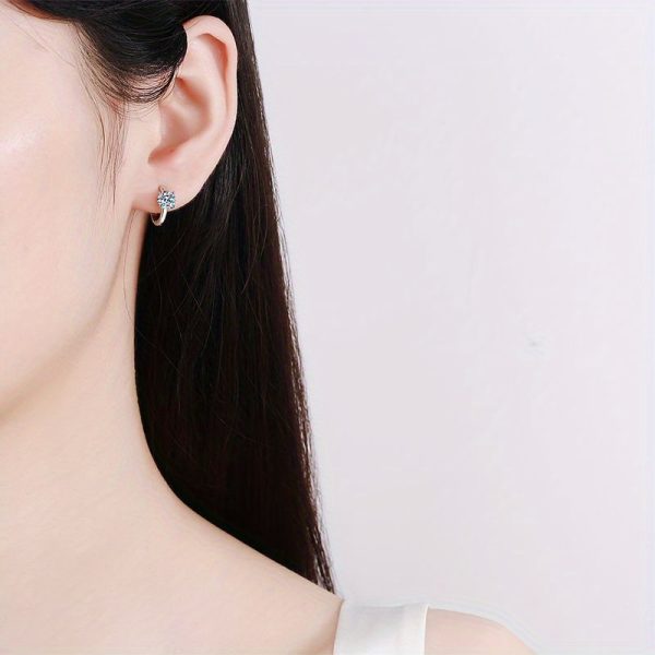 1ct Moissanite Earrings For Women Men Sterling Silvery Classic Four Prong Simple Earrings Vintage Punk Style Birthday Graduation Prom Gift - Image 3