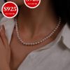 33gu002F1.16oz S925 Sterling Silver Freshwater Pearl Multi-Layered Necklace, Real Round Beads, Baroque Style, Vintage Luxurious, Daily Fashion Accessory, Perfect Gift With Anti-oxidation Box, Women's Elegant Jewelry For Valentine's & Mother's Day - Image 10