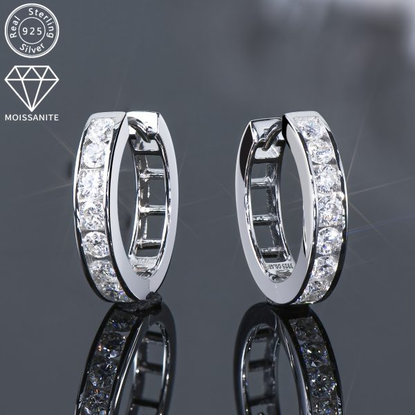 1 Pair Sparkling Moissanite Sterling Silver Huggie Hoop Earrings - 2.5mm Round Cut, S925 Hypoallergenic, Birthday Jewelry Gifts for Women - Elegant and Timeless Accessories - Image 8