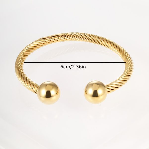 Stylish Twisted Cable Cuff Bangle Bracelet - Adjustable Elastic Stainless Steel Design, Comfortable Fit, Durable, Water Resistant, Hypoallergenic, Perfect Accessory for Women, Elegant Gift Idea - Image 8
