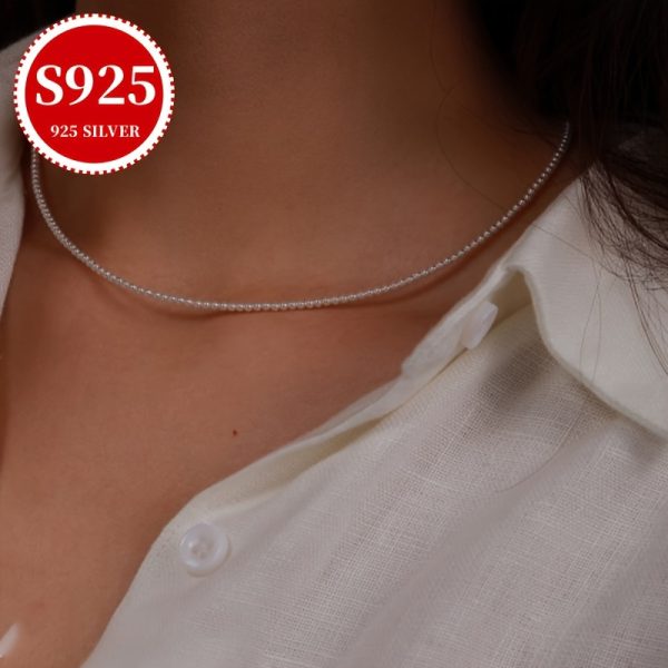 33gu002F1.16oz S925 Sterling Silver Freshwater Pearl Multi-Layered Necklace, Real Round Beads, Baroque Style, Vintage Luxurious, Daily Fashion Accessory, Perfect Gift With Anti-oxidation Box, Women's Elegant Jewelry For Valentine's & Mother's Day - Image 3