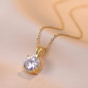 1-2CT Moissanite Pendant Necklace - Luxury 925 Sterling Silver Classic 4 Claw Setting, Ideal Wedding Engagement Gift for Women