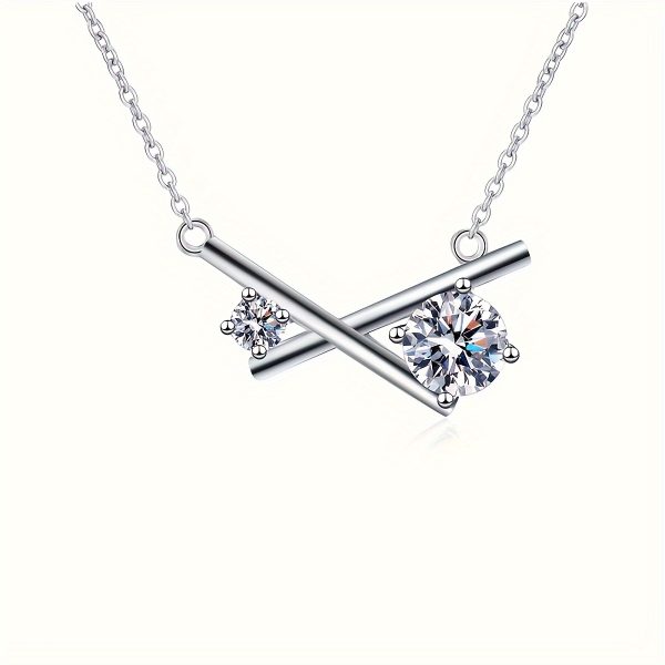 Silver Luminous 1 Carat Moissanite Necklace Jewelry With Certificate Men's Women's Fashion Necklaces Small Fragrance For Weddings And Parties Black Friday Halloween Gifts Ideal Gifts For Christmas With Gift Boxes - Image 5