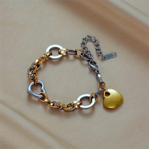 Golden Stainless Steel Love Pendant Bracelet for Men and Women - Image 3