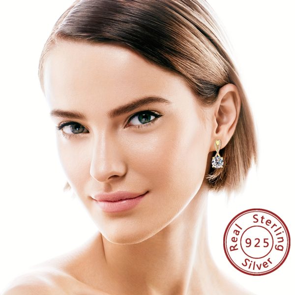 1 Pair Moissanite S925 Sterling Silver Hoop Earrings, Infinity Moissanite Earrings For Women Round Moissanite English Lock Earrings, Luxury Party Style Ear Jewelry For Wedding Party Banquet Wearing - Image 9