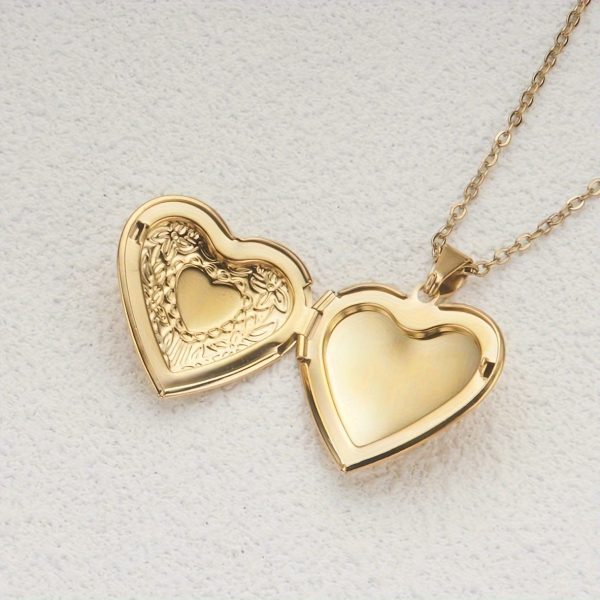 1pc Stainless Steel Heart-Shaped Love Necklace with Openable Photo Frame Pendant for Men and Women - Image 5