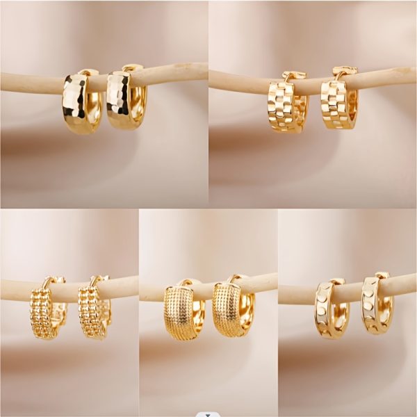 Vintage Leisure Style Stainless Steel Simple Glossy Hoop Earrings for Women Daily Casual Wear