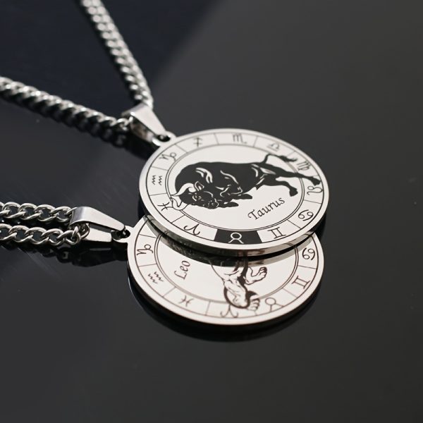 Stainless Steel Star Zodiac Necklace 12 Constellation Coin Pendant Necklace For Men Jewelry Gift For Birthday Anniversary - Image 7