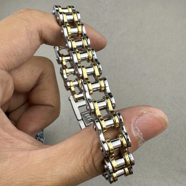 1pc Punk Rock Stainless Steel Mens Bracelet - Stylish & Durable Cool Link Chain Jewelry for Trendsetters - Image 12