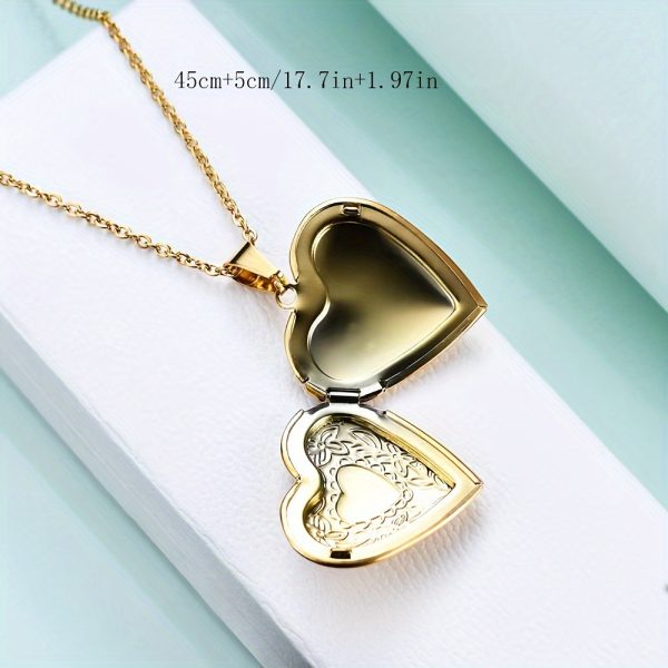 1pc Stainless Steel Heart-Shaped Love Necklace with Openable Photo Frame Pendant for Men and Women - Image 6