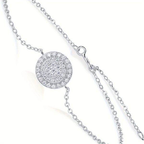 JIUZUAN Moissanite Diamond Round Link Bracelet, 0.36 CT Lab Grown Women's Sterling Silver Charm Bracelet With 7 Layers White Gold Plated Sparkling Bracelets Gifts For Women Mother - Image 3