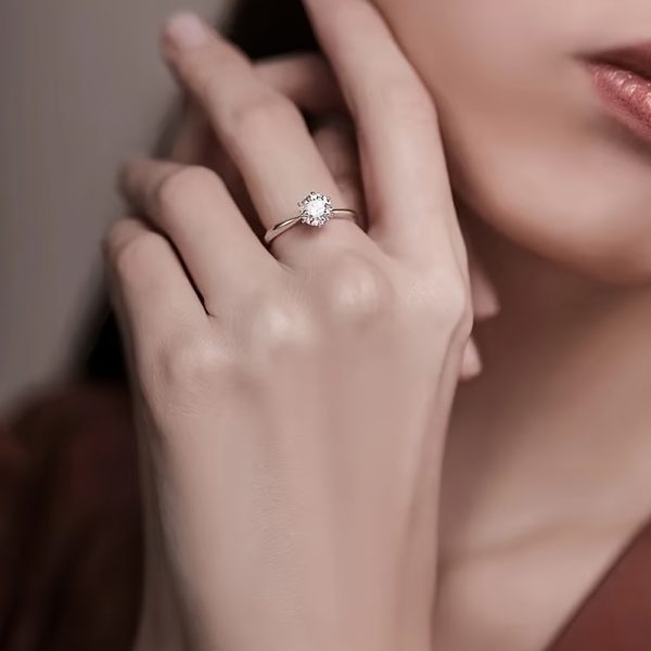 1u002F2u002F3u002F5ct Moissanite Sterling Silver 925 Engagement Ring for Female, Suitable for Banquet Party Official Occasions Anniversary Gift Wedding Ring - Image 7