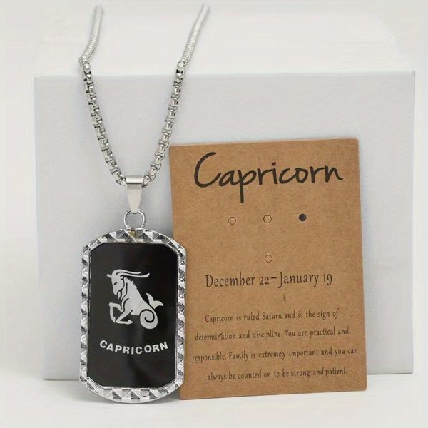 1pc Unique Zodiac Pendant Necklace - Laser-Engraved Double-Sided Stainless Steel Chain Necklace with 12 Zodiac Signs, Trendy Hip Hop Design, Perfect for Holiday Party, Father's Day Gift, Men's Accessories, and Birthday Present - Image 20