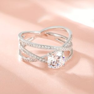 Moissanite Cross Promise 1 Carat Ring, Women's Engagement Ring, Personalized Wedding Ring, For Girlfriend, Christmas Mother's Day Gift, Back To School Gift