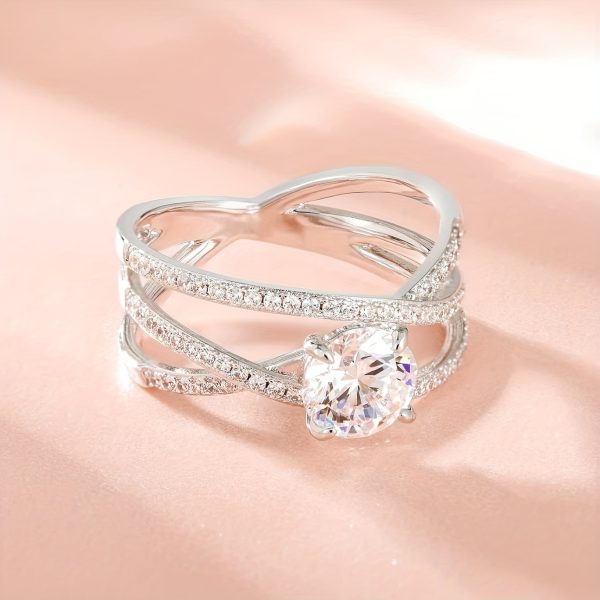Moissanite Cross Promise 1 Carat Ring, Women's Engagement Ring, Personalized Wedding Ring, For Girlfriend, Christmas Mother's Day Gift, Back To School Gift