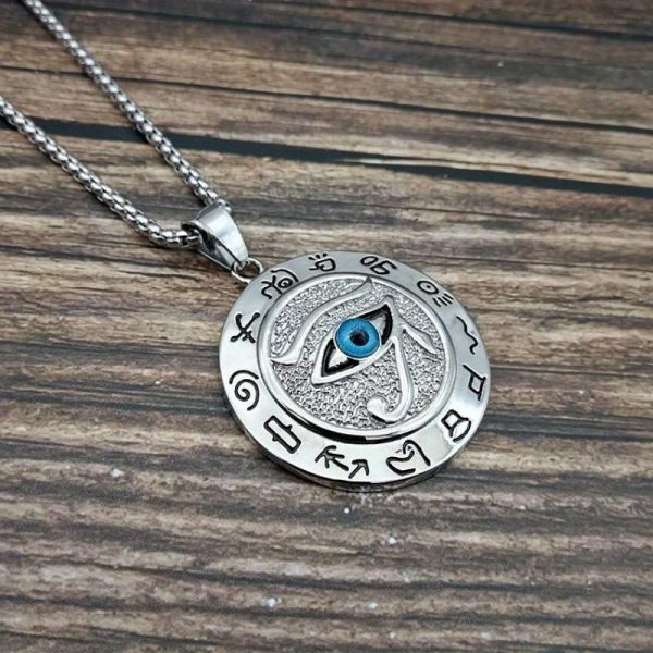 1pc Exquisite Horus Eye Pendant Necklace - Crafted from Durable Titanium and Stainless Steel, Intricately Designed with an Eagle Head God Eye Pattern, Symbolizing Ancient Egyptian Heritage - Ideal Gift for Fathers Day, Perfect for Dads with a Sense of History and Style - Image 9