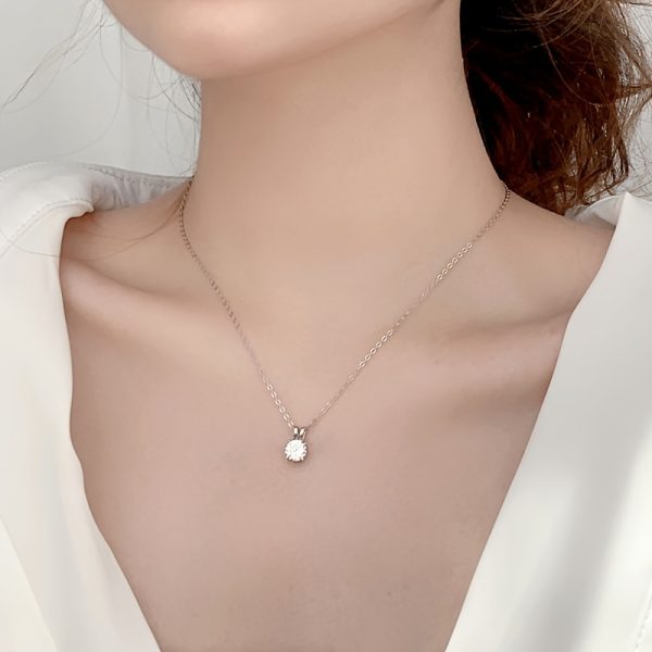 1-2CT Moissanite Pendant Necklace - Luxury 925 Sterling Silver Classic 4 Claw Setting, Ideal Wedding Engagement Gift for Women - Image 8