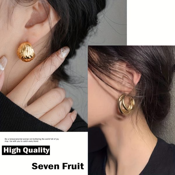 10 Pairs High-end Golden Geometric Ring Ear Hooks, Electroplated Non Fading Luxury Earrings for Mom - Image 6