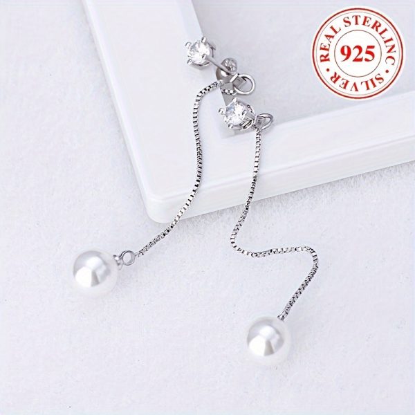 Sterling 925 Silver Freshwater Pearl Dangle Earrings - Drop & Dangle Earrings with Hypoallergenic, Elegant Luxury Style, Daily Casual Wear, and Decorative Pearl Accents for Sensitive Skin - Image 8