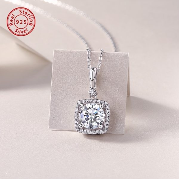 Elegant 2 Carat Moissanite Pendant Necklace in 925 Sterling Silvery - Perfect for Daily Wear, Parties, Valentine's, Christmas, Thanksgiving & Anniversary Gifts - Image 5