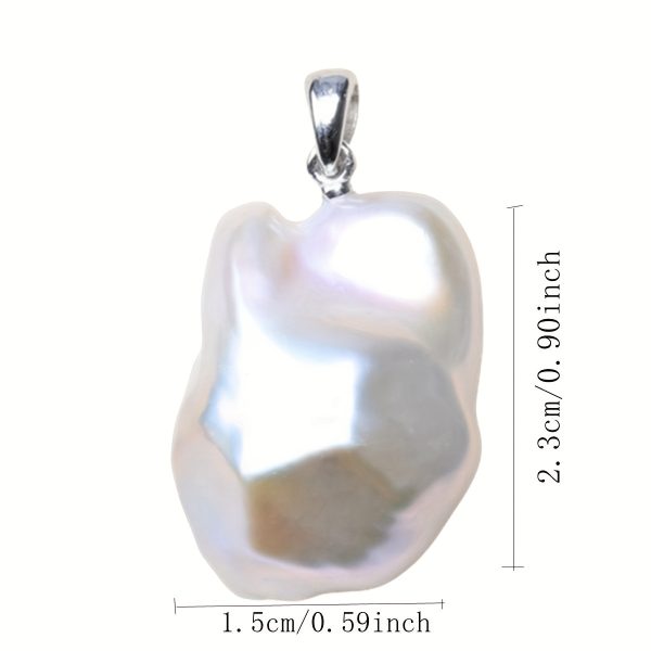 Vintage Elegant Baroque Freshwater Pearl Pendant Enhancers, 20-25mm Natural Irregular Aurora Lustrous White, S925 Sterling Silver Plated, Versatile for Daily & Gift Occasions - No Chain Included, Pack of 1 - Image 6
