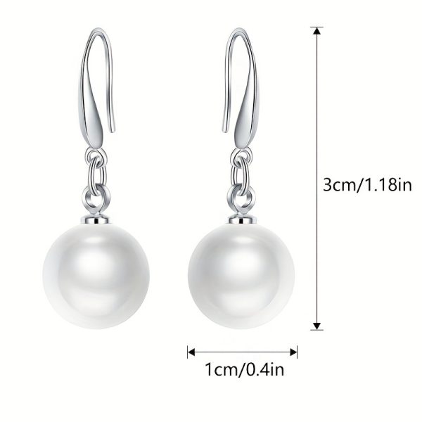 Sterling 925 Silver Hypoallergenic Ear Jewelry Freshwater Pearl Decor Dangle Earrings Elegant Simple Style Daily Casual - Image 3
