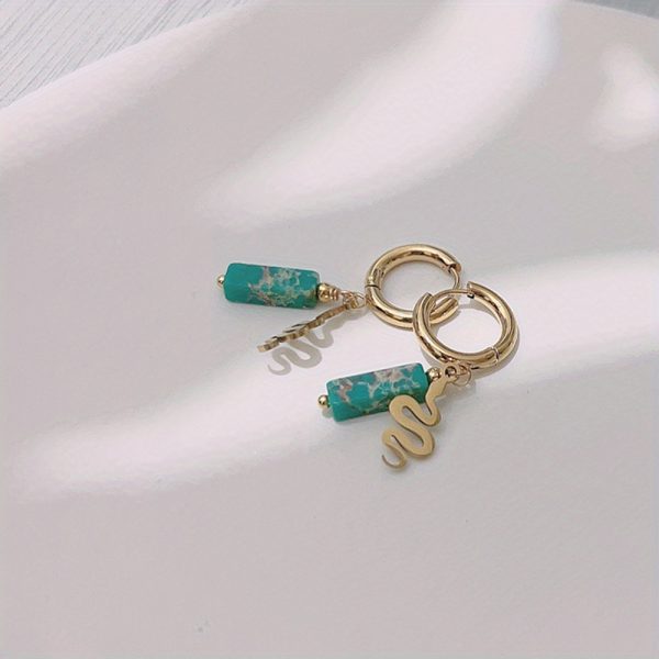 Unique Natural Stone Pendant - Drop & Dangle Earrings with Boho Elegant Design, Stainless Steel Jewelry, Trendy Gift for Women, Handcrafted Irregular Shape, Hypoallergenic, Nickel-Free, and Durable - Image 5